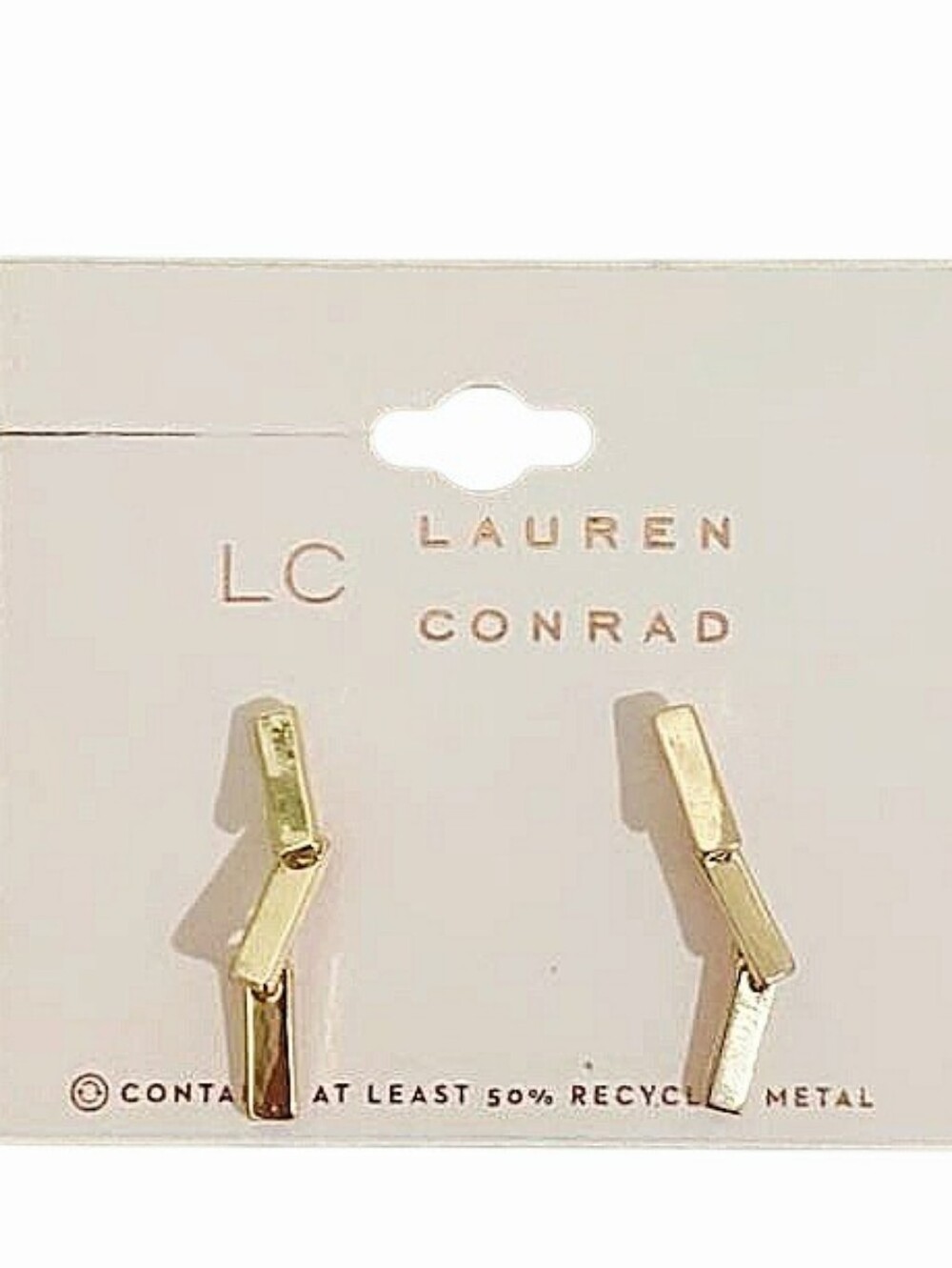 LC Lauren Conrad Gold Linear‎ Bar Stud Earrings